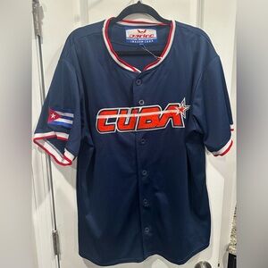 NEW Vintage Men’s Daring Cuba National Team Blue Baseball Jersey- Size Large